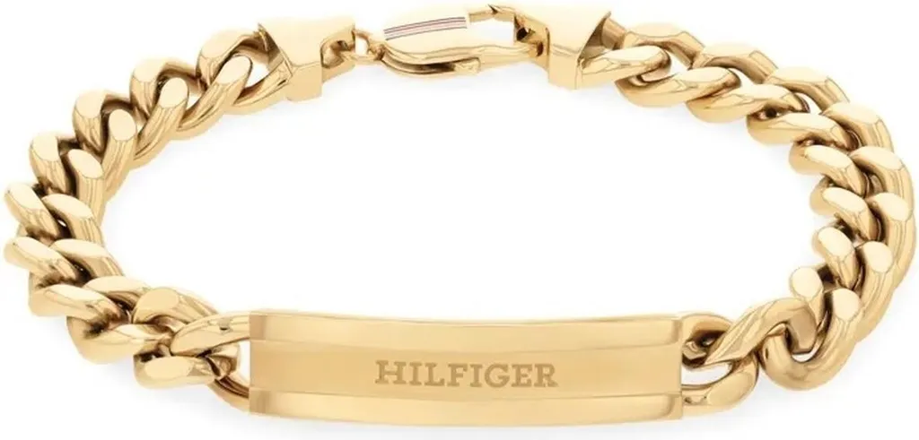 Bracelet tressé homme Tommy Hilfiger en cuir véritable noir 19 cm