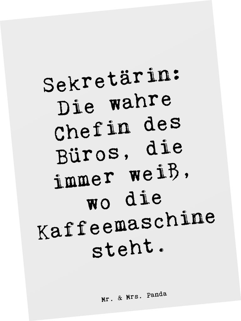 Mr. & Mrs. Panda Postkarte Spruch Sekretärin Chef - Weiß - Geschenk, kreative Geschenke, Büroorganisation, Sekretärinnen wertschätzen, persona...