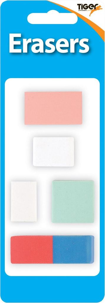 Tiger Stationery - Radiergummi, Sortierte Designs 5er-Pack SG19200 (Einheitsgröße) (Bunt)