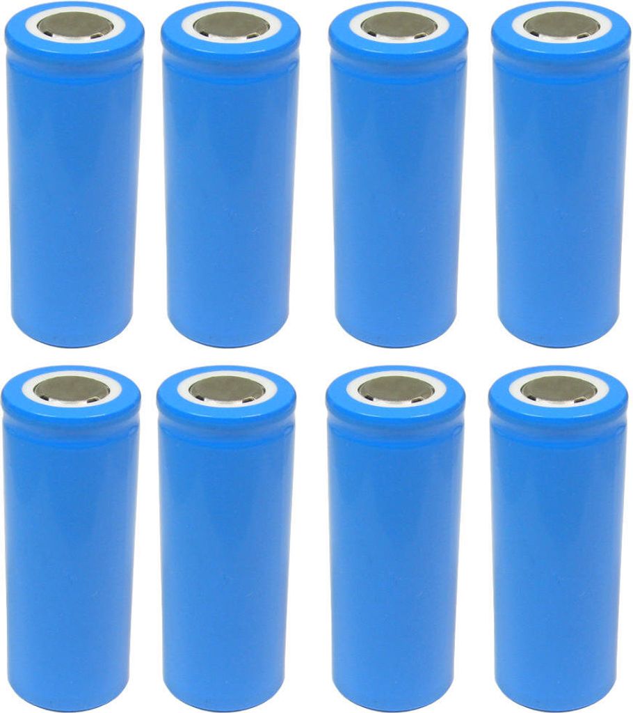 8x Trade-Shop 26650 Akku Zelle 3000mAh 3,2V Hochstromfest Schnelladefähig Rohzelle zum Selbsteinbau Austausch ohne Lötfahnen Flattop im Schrumpfs...