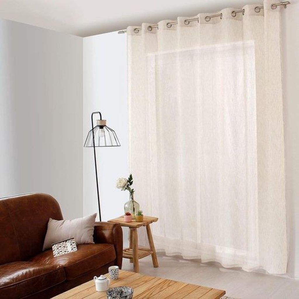 Ecru-Look-Gordijn - 300 x 240 cm - 16-Öffnungen - 100% Polyester - Linnen-Teppich-Design