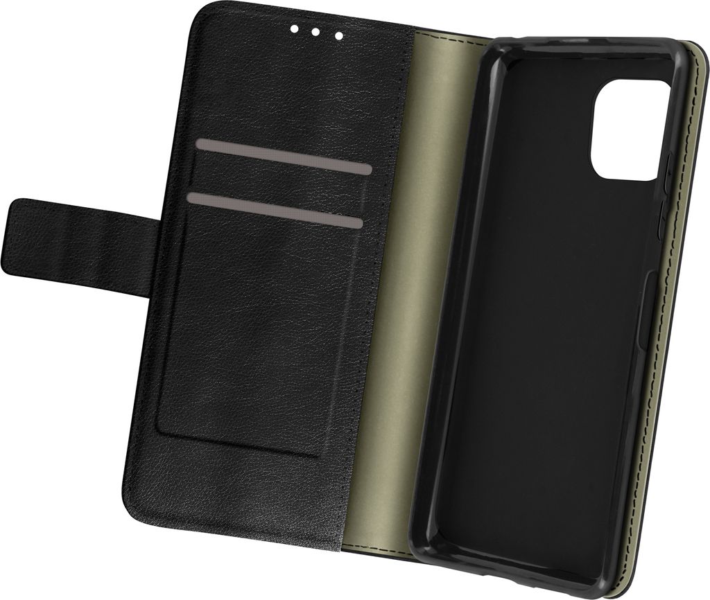 Avizar, Samsung Galaxy A22 5G Kunstlederhülle mit Kartenfächern, Schwarz