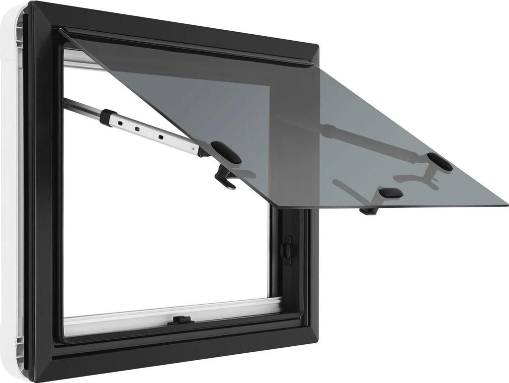 Wohnmobil Fenster - Ausstellfenster - 65° Öffnungswinkel - 4 mm Gehärtetes Glas - Fliegengitter & abschließbarer Griff - Wandstärke 30–80 mm...