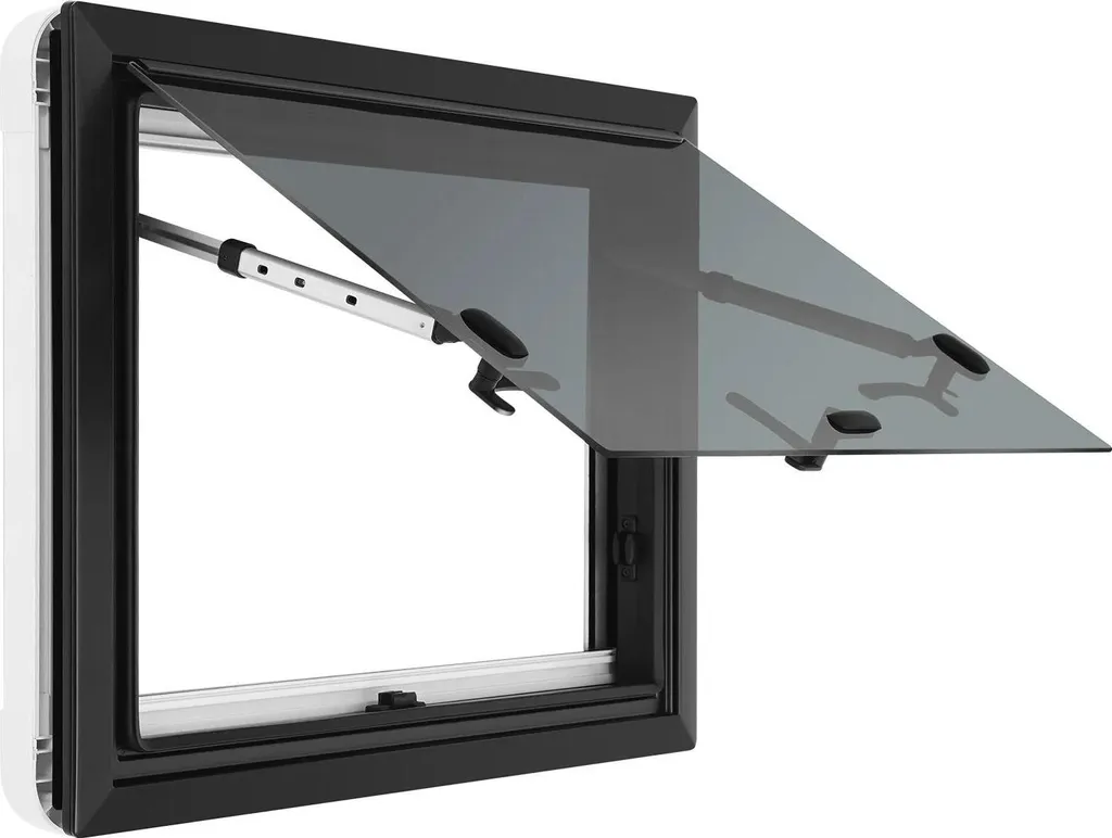 Baie projetable pour caravane 60x45 cm en verre trempé de 4 mm noir