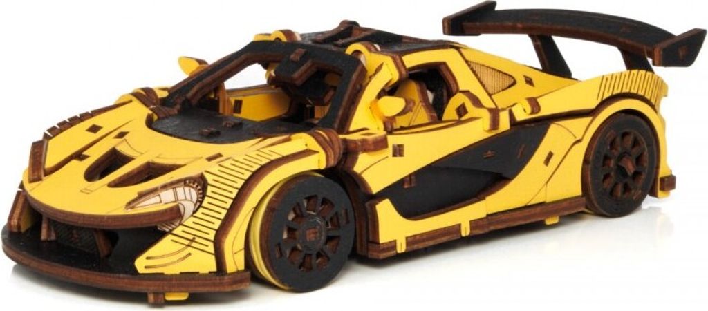 puzzle 3D, auto da corsa gialla, EWA, legno, 237 pezzi Immagine del prodotto 
