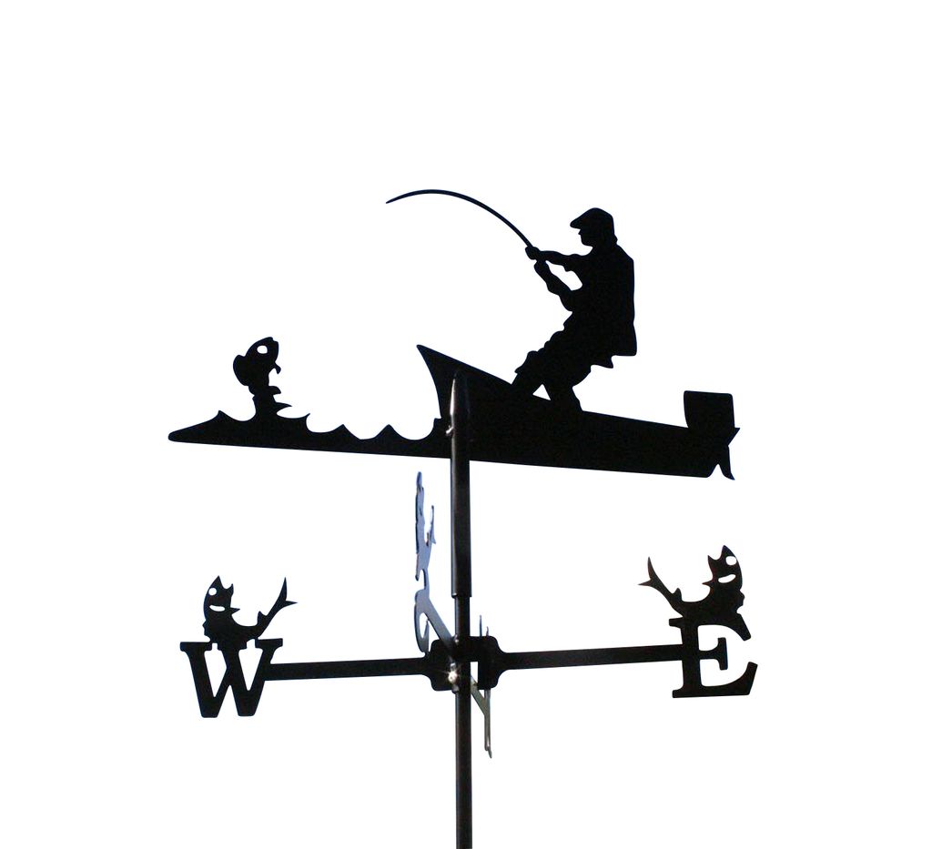 SvenskaV Wetterfahne Angler klein in schwarz