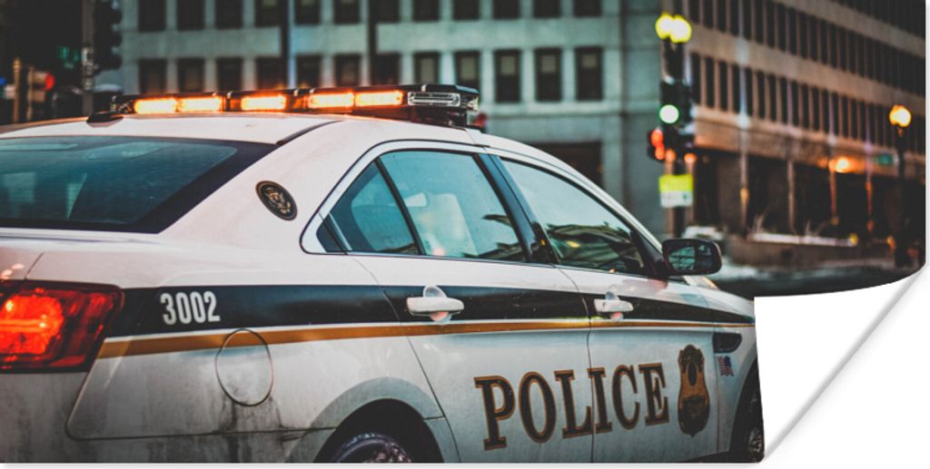 MuchoWow Poster Auto - Polizei - Ampel 160x80 cm - Foto Poster