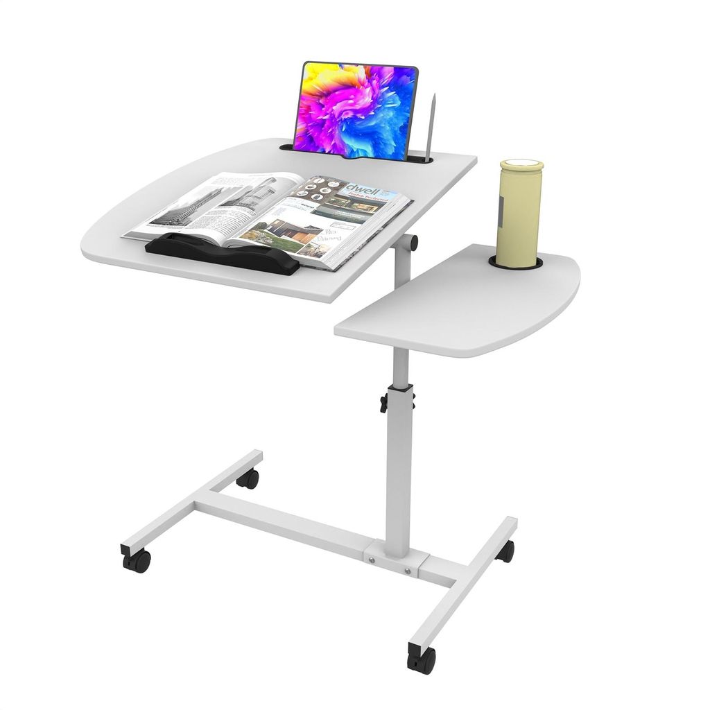 Klappbar Laptoptisch,Mobiler Schreibtisch Stehtisch Computertisch Beistelltisch mit Kartenschlitz und Getränkehalter 60x40x61-95cm Höhenverstellbar