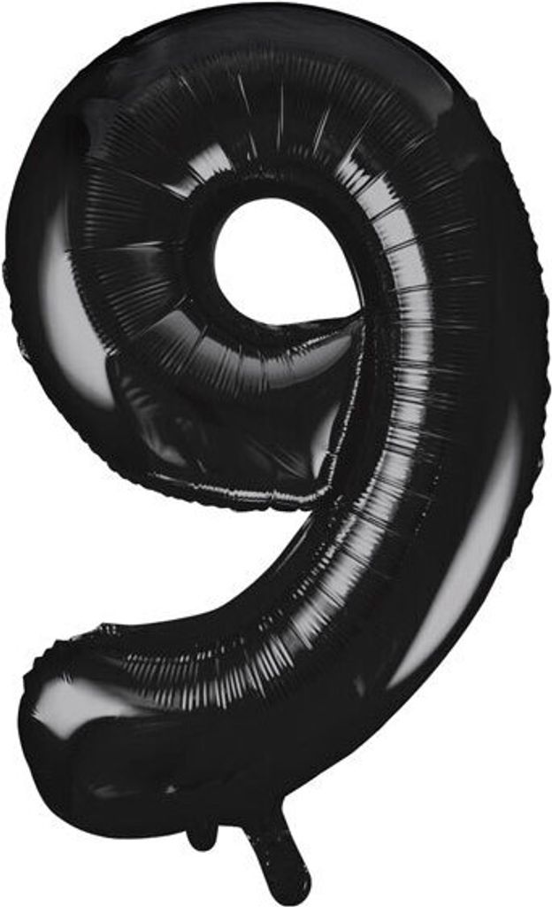 #BFC54 B&C Folienballon Zahl 9 Schwarz, 92 cm AA