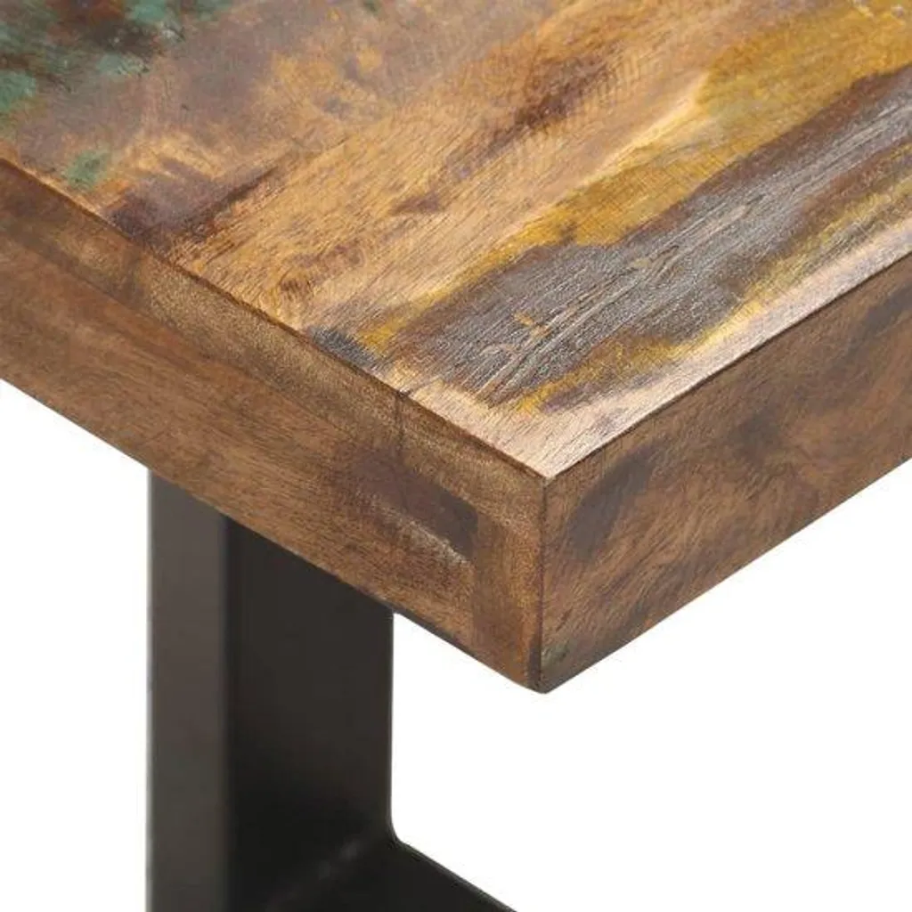 Banc industriel bois recyclé 110 cm avec assise épaisse artisanale