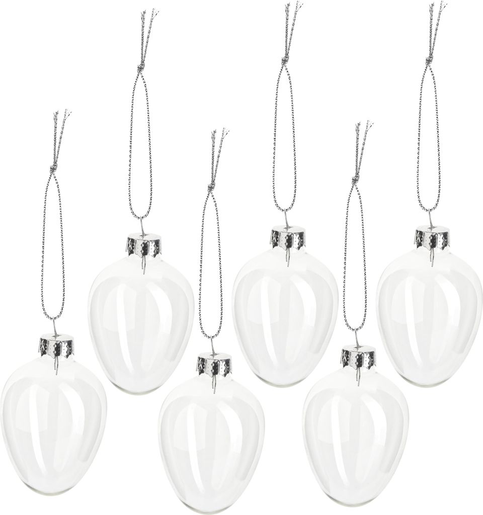 VBS Glas Eier Set 6 Stück 4 cm Durchmesser 6 cm Höhe Produktbild 