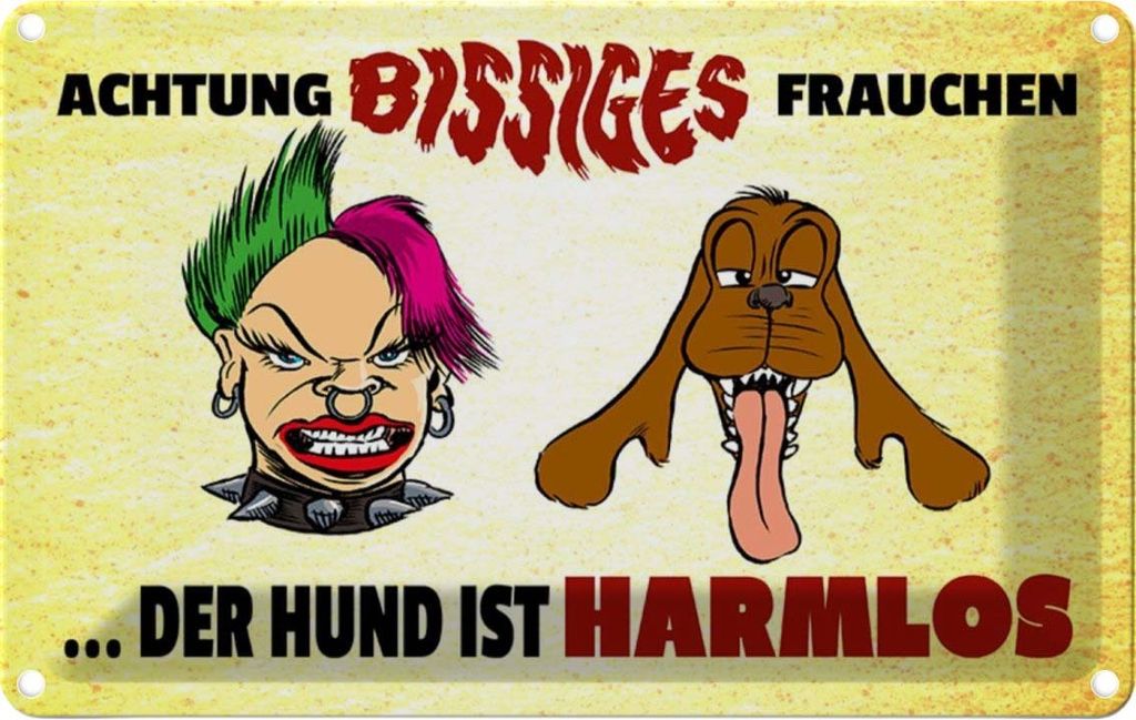 vianmo Blechschild 20x30 cm Achtung bissiges Frauchen Hund Witz Humor Lustig Spaß