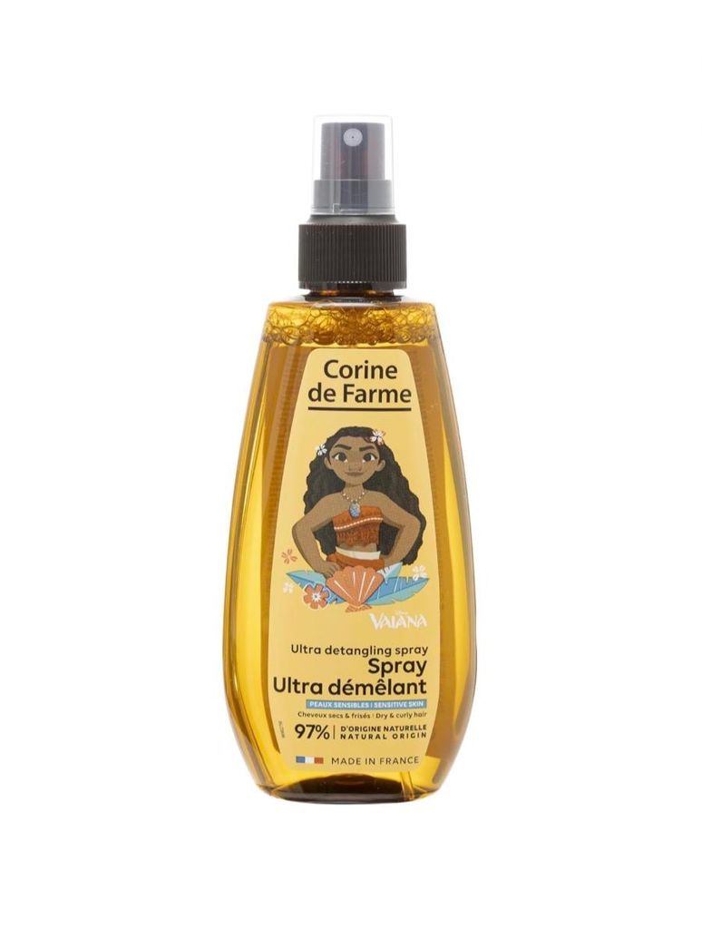Corine de Farme Disney Vaiana Ultra Entwirrendes Spray, Kinderpflege ohne Ausspülen, Clean Beauty Formulierung, hergestellt in Frankreich, Kokosduft