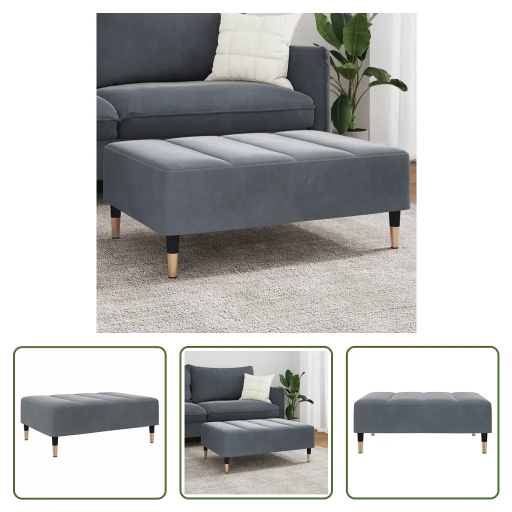 Sgabello in Velluto Grigio Antracite 77x55x31 cm | Design The Living Store