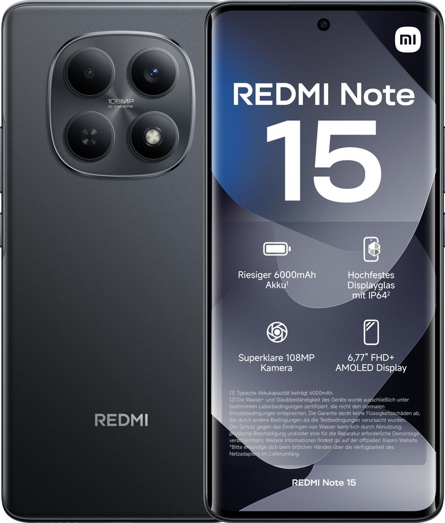 Redmi Note 15 4G 6GB + 128GB Black Smartphone