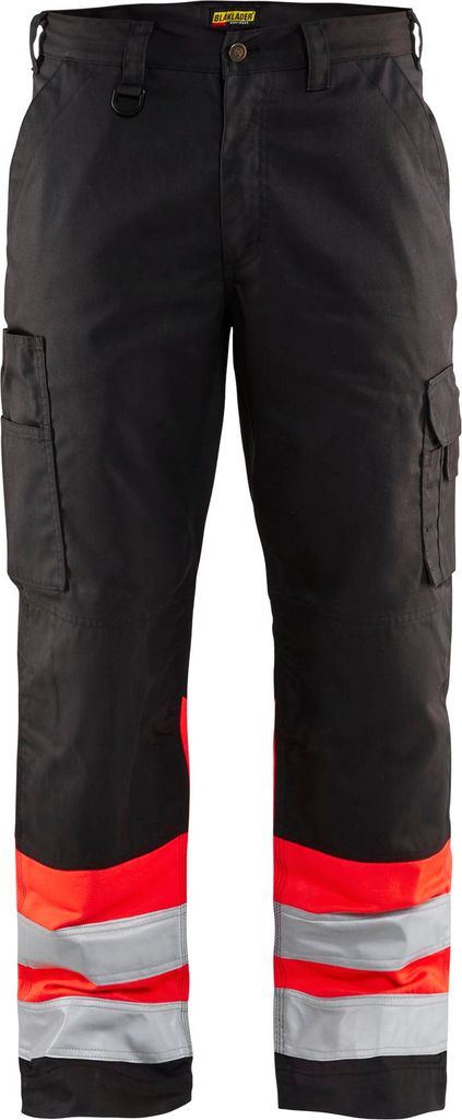 Blakläder High Vis Arbeitshose Mittelgrau/High Vis 1564 1811 in div. Farben, Farbe:schwarz/rot, Größe:D104 (D26)
