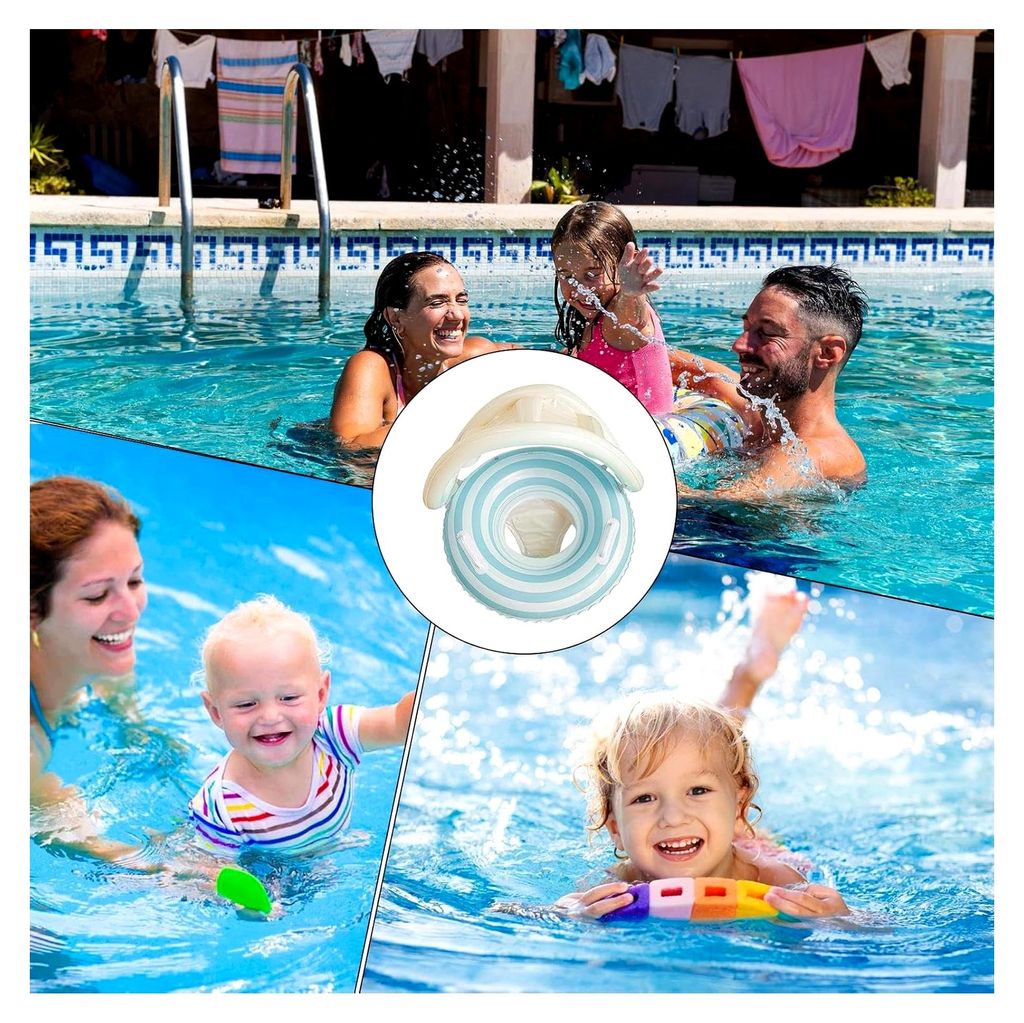 Schwimmreifen für Babys, aufblasbarer Schwimmsitz für Kleinkinder - tragbarer UV-beständiger Baby Lollipop Schwimmring mit Sonnendach für Wasse...