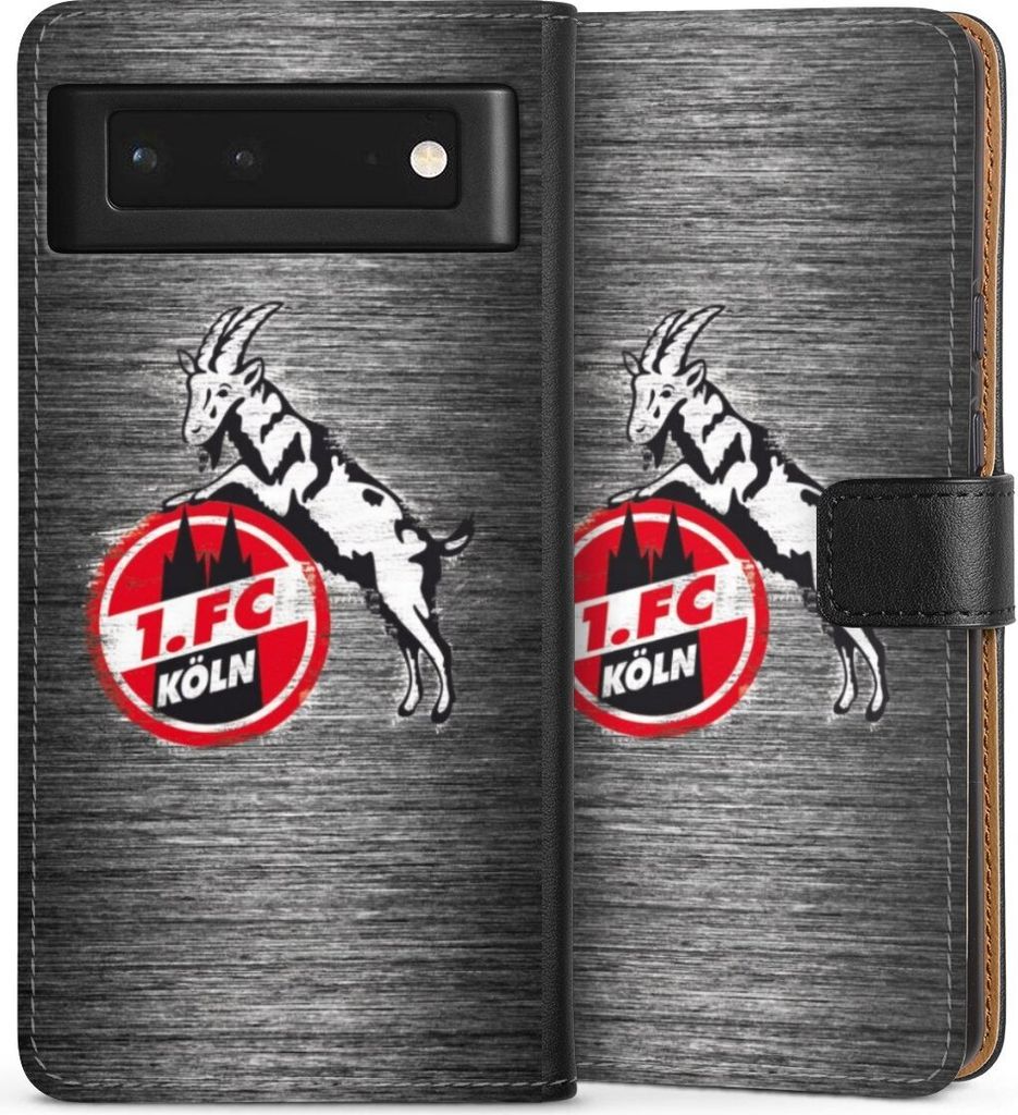 DeinDesign Klapphülle für Google Pixel 6 Handytasche Lederhülle Tasche 1. FC Köln Metallic Look Offizielles Lizenzprodukt