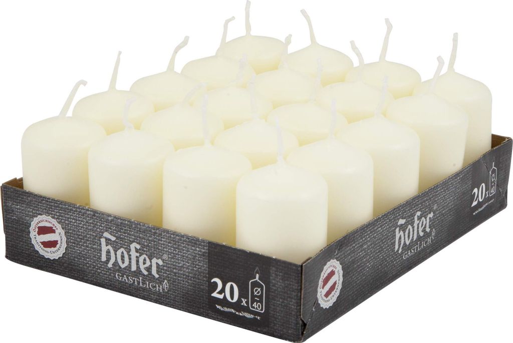 Hofer Sloupové svíčky - Ivory - 4 x 7 cm - Dlouhá doba Obrázek produktu 1