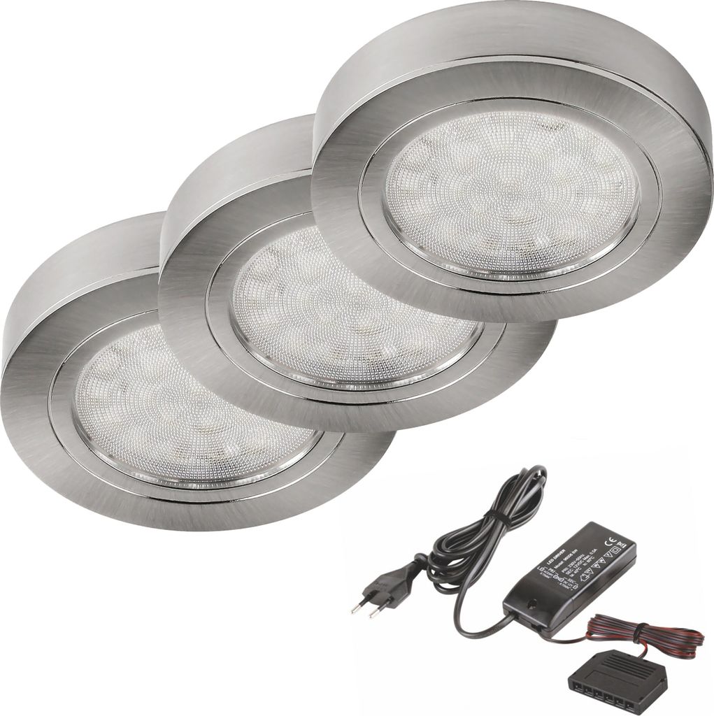 SSC-LUXon 3er Set LED Unterbau-Leuchte Edelstahl gebürstet Produktbild 