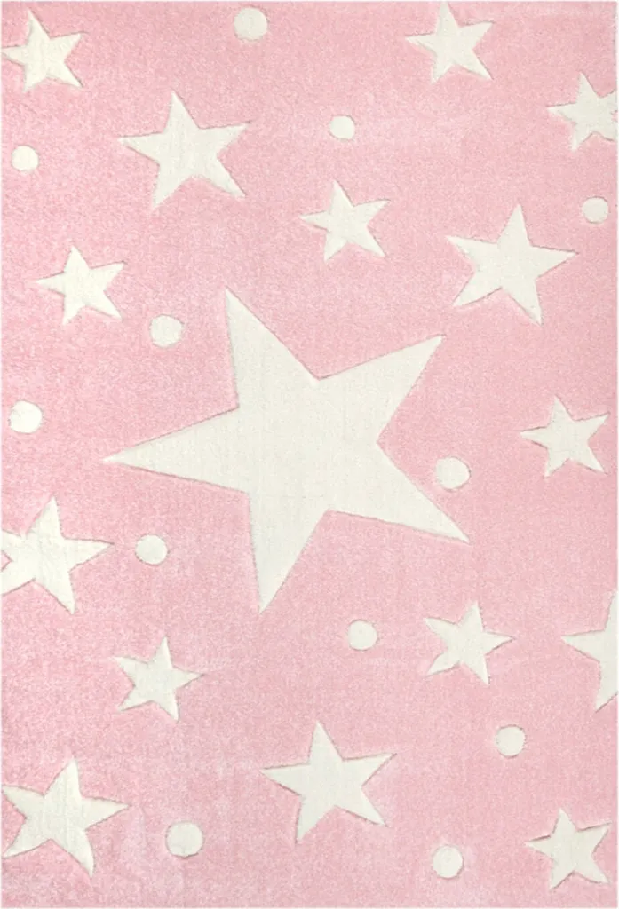 Tapis Livone Happy Rugs Stars Pink White pour Chambre Enfant 160x230cm