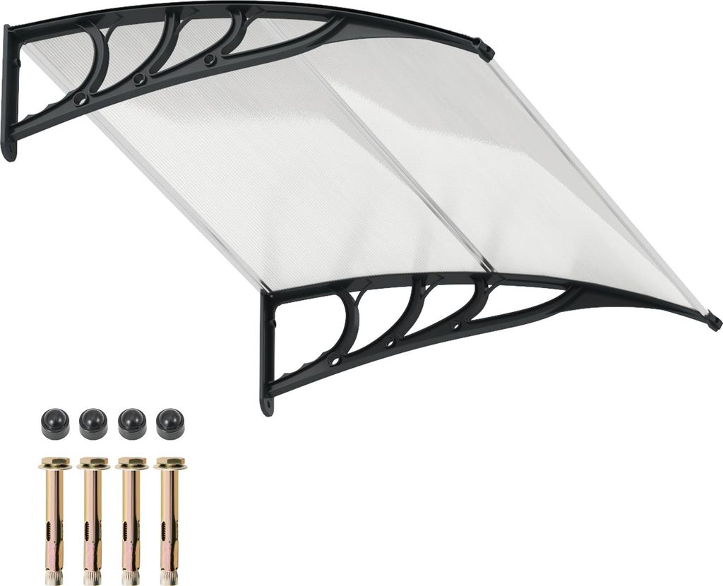 Vordach Haustür 102/122/199 × 99 cm Überdachung aus Aluminium & Polycarbonat, Haustürdach Pultvordach, Sonnenschutz Regenschutz Wetterschutz, S...