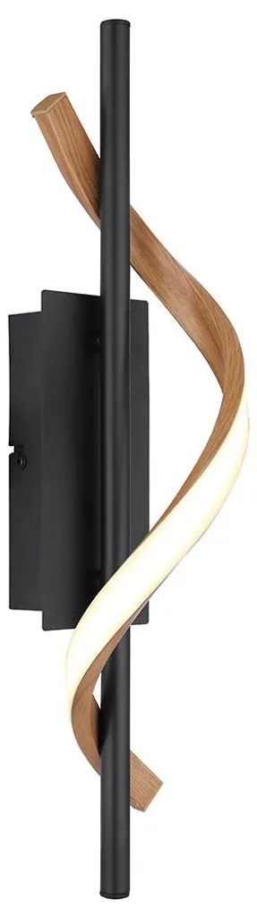 Applique murale à LED noire aspect bois H 46,5 cm design scandinave