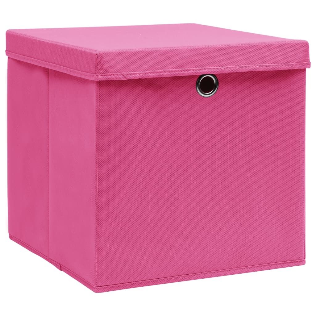 vidaXL Scatole con coperchio 4 pezzi 28x28x28 cm Rosa Immagine del prodotto 