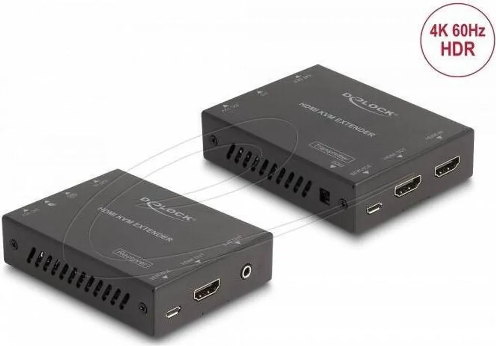 DELOCK Kit Extendeur KVM HDMI via Câble Cat.6 4K 60 Hz 70m - Noir