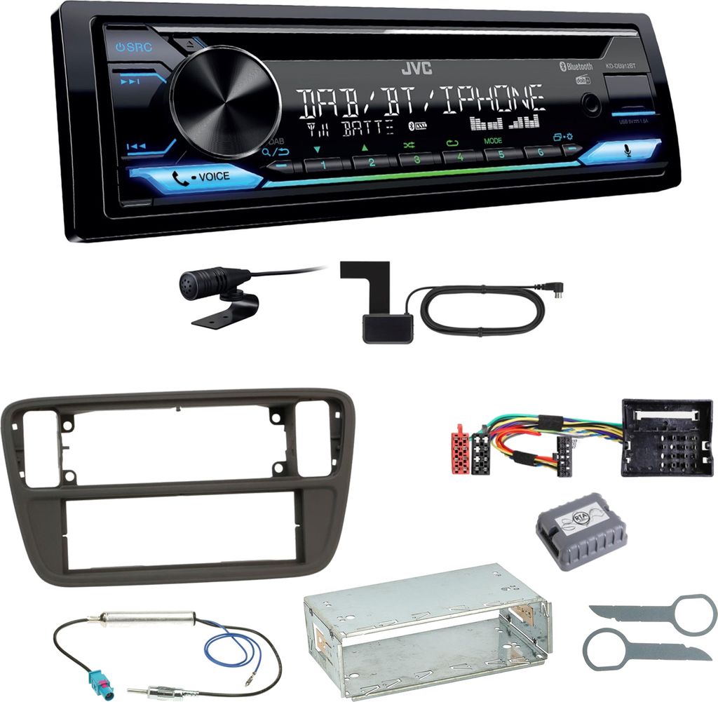 JVC KD-DB912BT Digitalradio Bluetooth Einbauset für Up Seat Mii Skoda Citigo