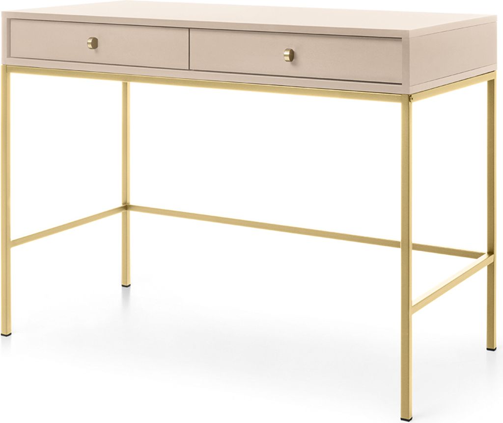 Schminktisch/Sekretär in beige, Fußgestell goldfarben, Produktbild 