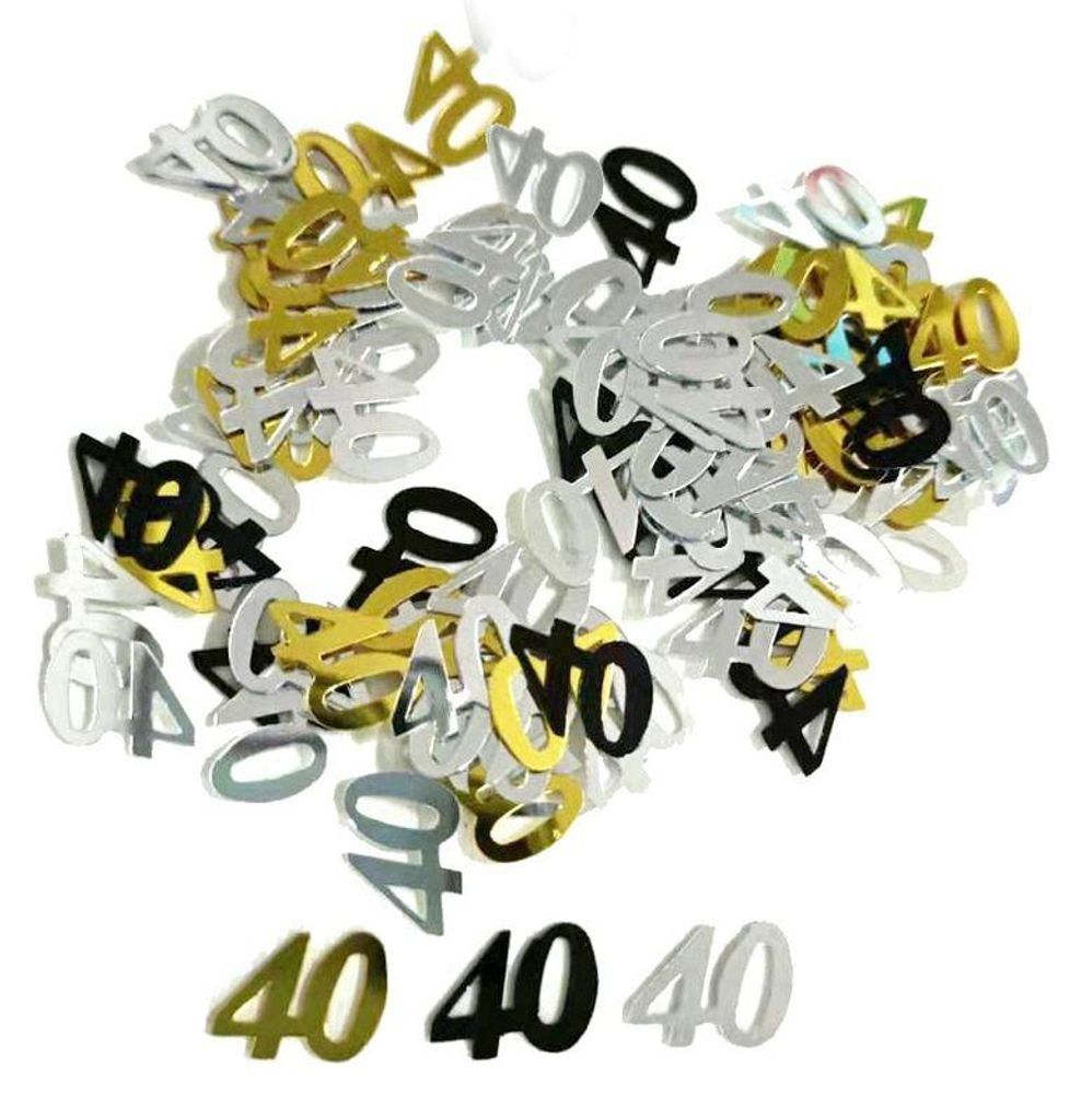 40. Geburtstag schwarz gold silber Konfetti Zahl Produktbild 