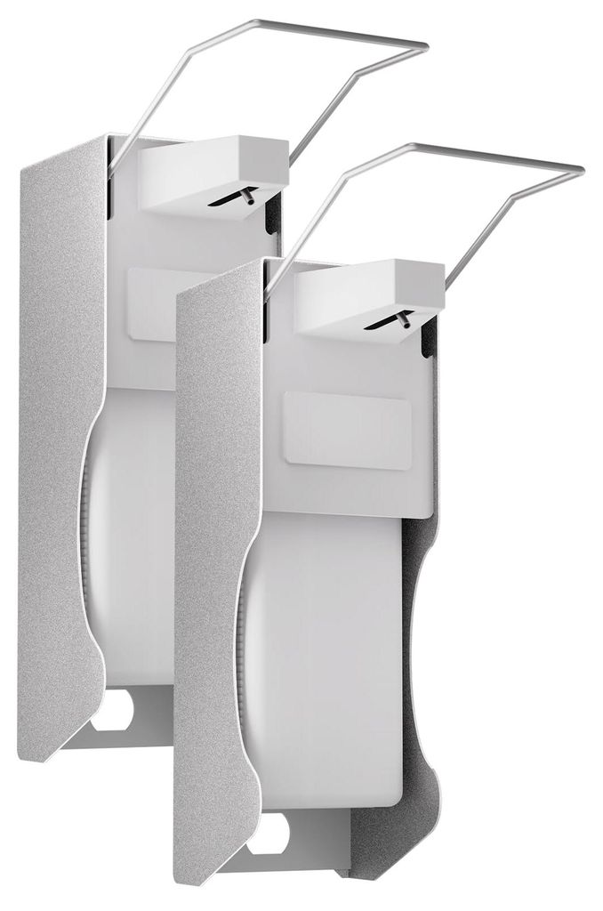 Wandmontierter Seifenspender 1000 ml (2er-Set) – Hygienisch und berührungslos, für Desinfektionsmittel und Flüssigseife, weißes Aluminium