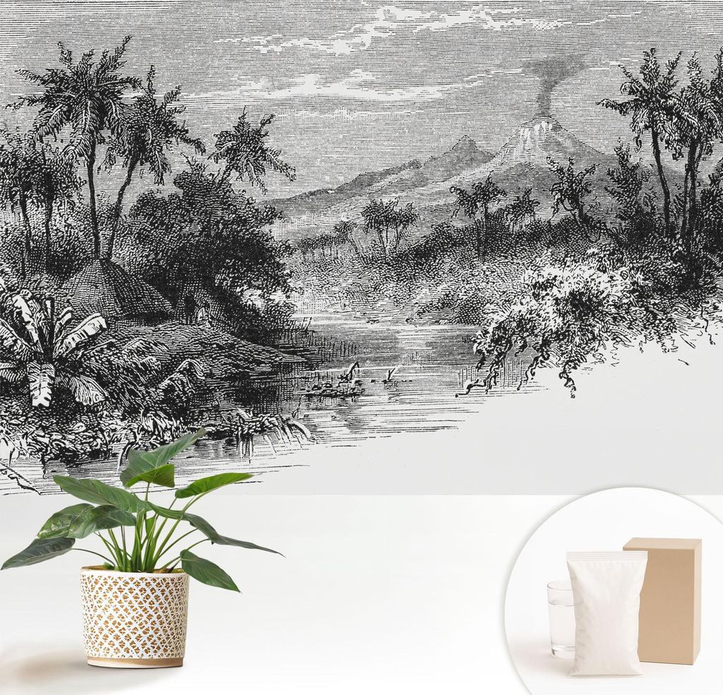 Fototapete - 152x104 cm - Tapete - Wandtapete - Wandbilder - Dekofolie - Tapete Folie - Wand - Dekoration - Wohnzimmer - Exotisches Panorama