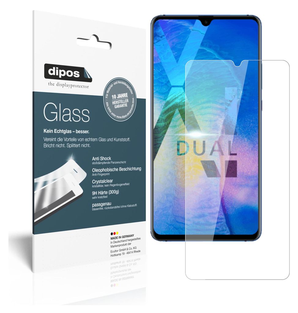 2x Schutzfolie für Huawei Mate 20 X - Anti-Shock 9H Folie dipos Glass