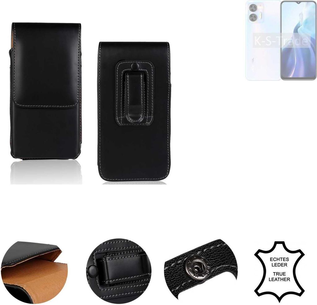K-S-Trade Holster Gürteltasche Handy Hülle Schutzhülle kompatibel mit Oukitel C36 Handyhülle Leder schwarz, 1x