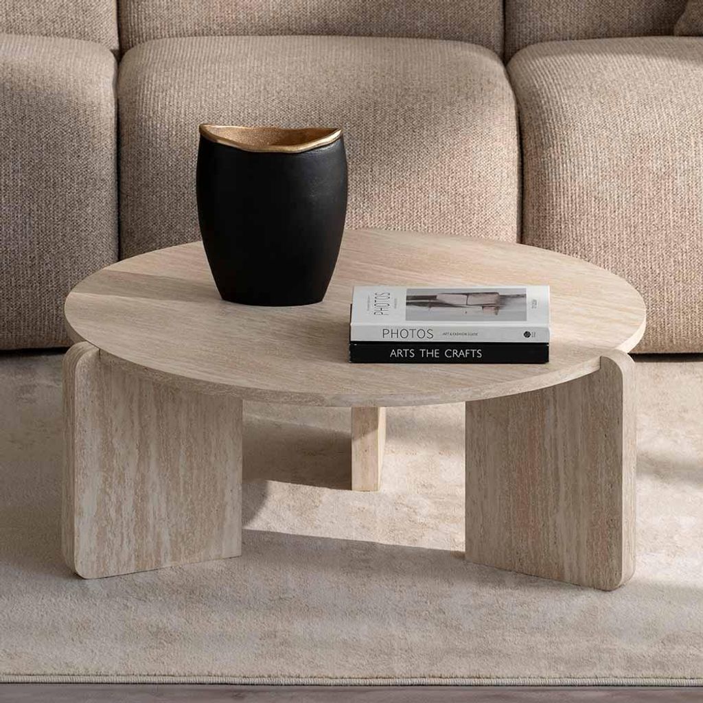 Milton & Oldbrook Couchtisch Ø 80 cm Ulvila Travertínový Obrázok produktu 