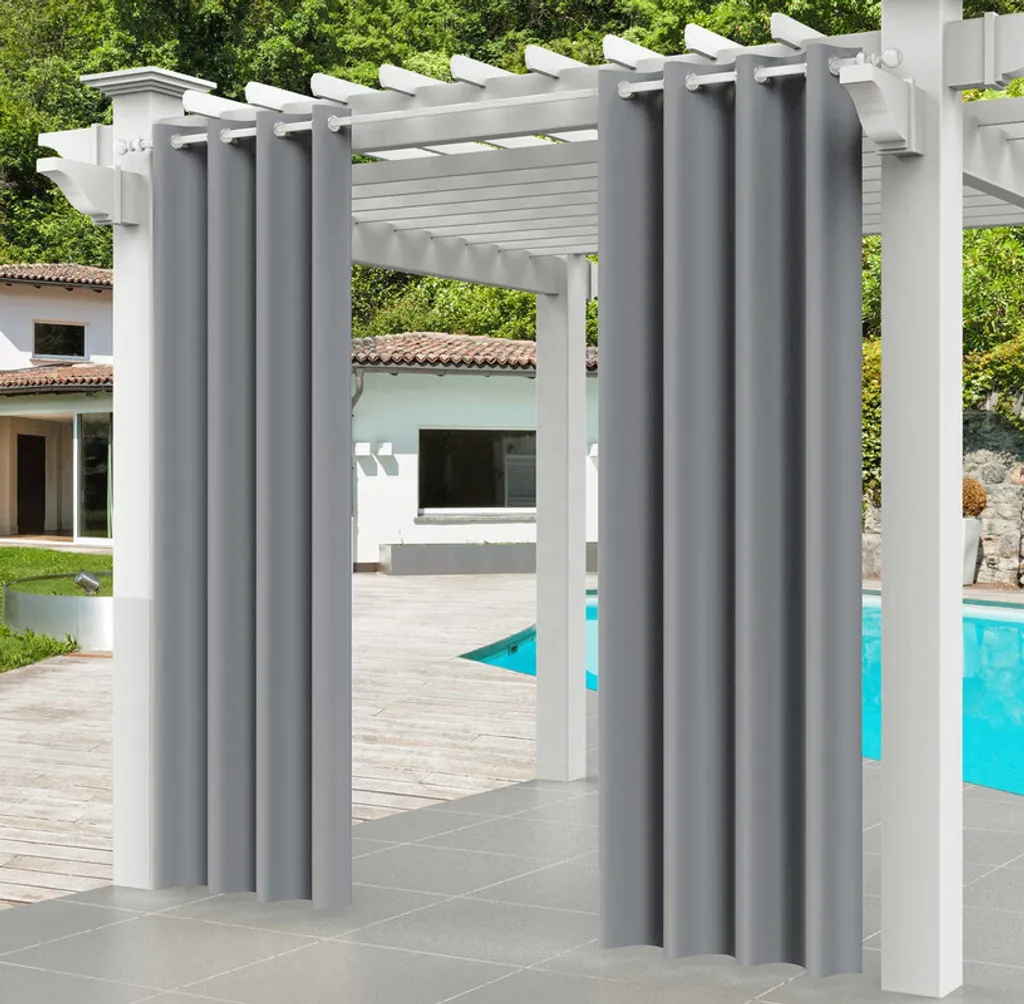 Rideau de terrasse extérieur occultant et imperméable gris anthracite
