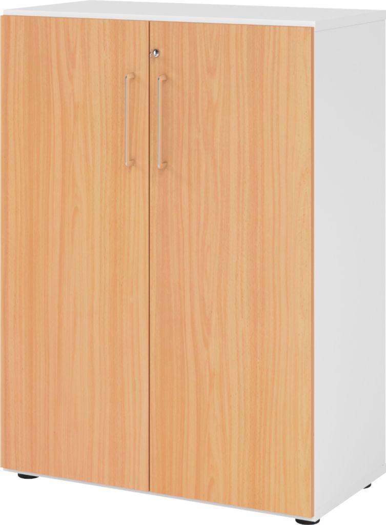 bümö smart Aktenschrank - 3 Ordnerhöhen - Nachbildung: Weiß/Buche