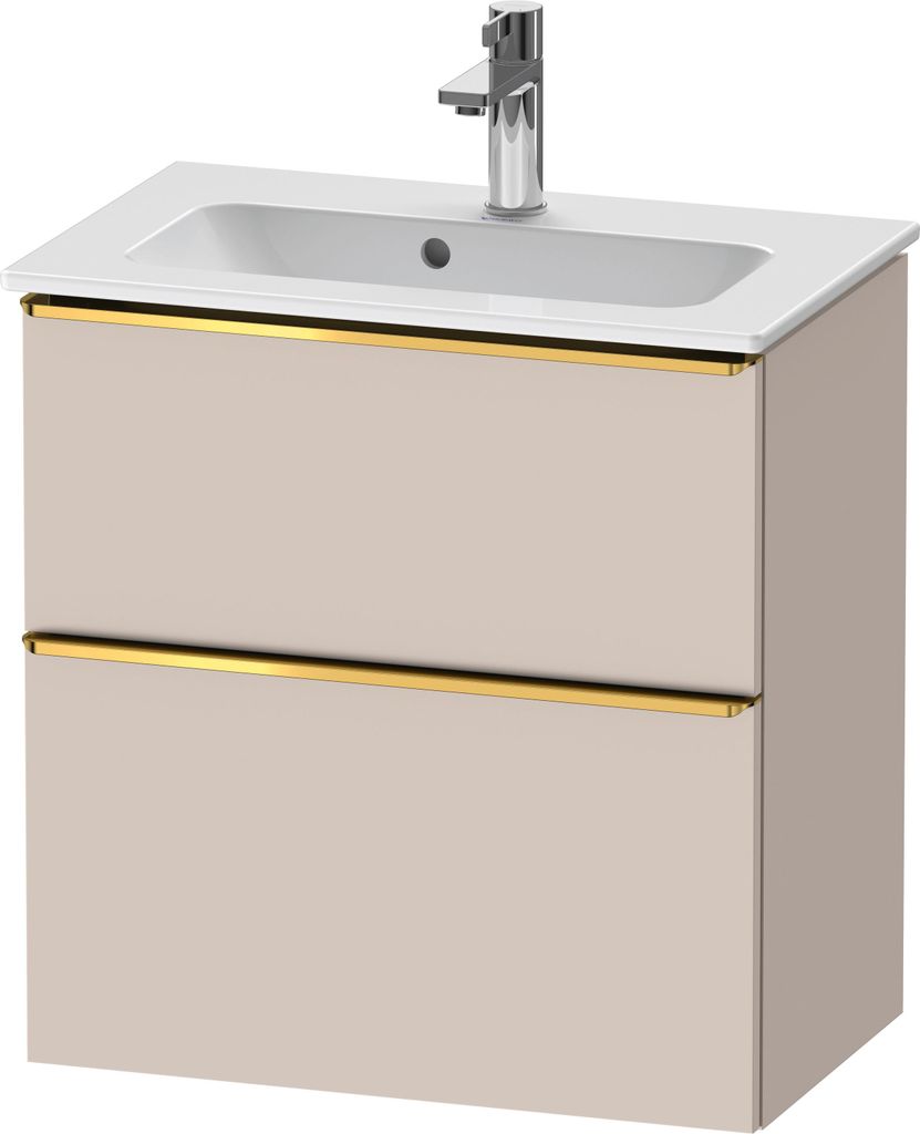Duravit D-Neo Waschtischunterbau wandhängend, Compact, 610x625x372mm, 1 Auszug, 1 Schubkasten, mit Griff Gold poliert, DE4368034910000