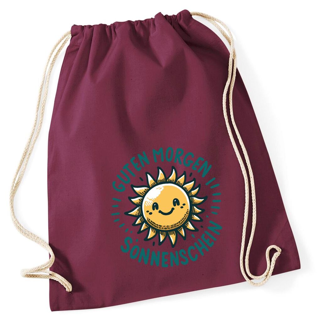 Huuraa Turnbeutel Guten Morgen Sonnenschein Sonne 12 Liter Burgundy Baumwolle Rucksack Geschenkidee