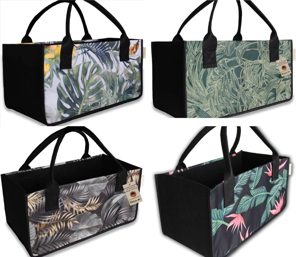 Filztasche Einkaufstasche Kaminholztasche Transporttasche Filz Zeitungsständer Zeitungskorb (Blume - Braun)