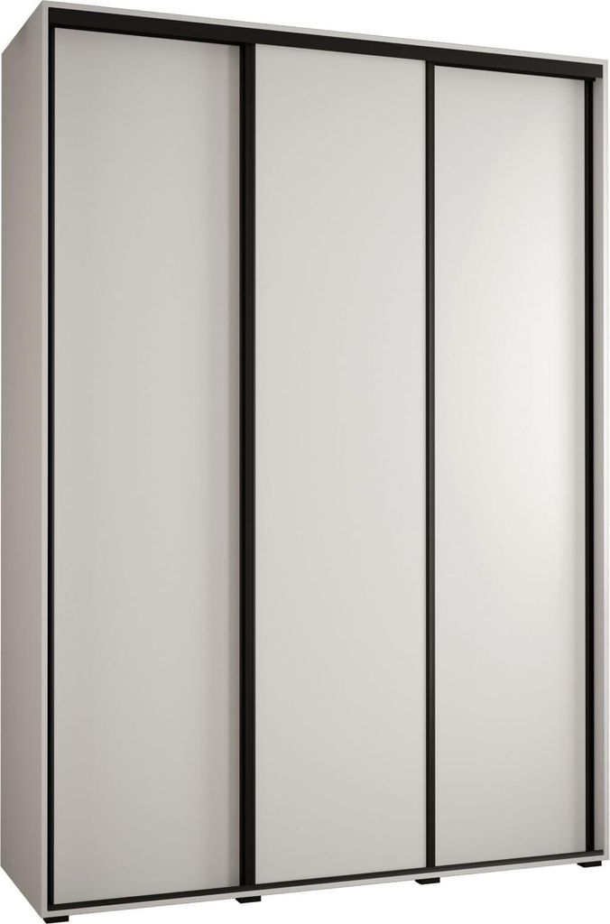 MEBLE KRYSPOL Davos 1 Schrank, drei Türen - 235,2x180x60 cm - Weiß Weiß Schwarz