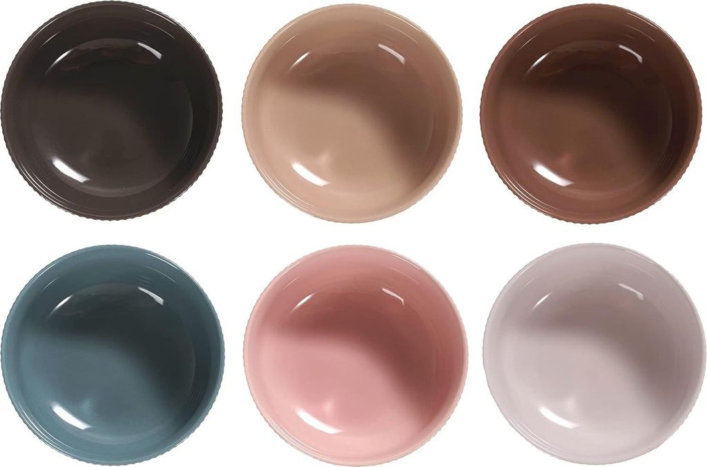 Designer Schalen Set 6 x 750 ml - Groß - Müslischalen für Müsli, Suppen, Ramen Bowls - Suppenschalen - Schalen Set Erdtöne