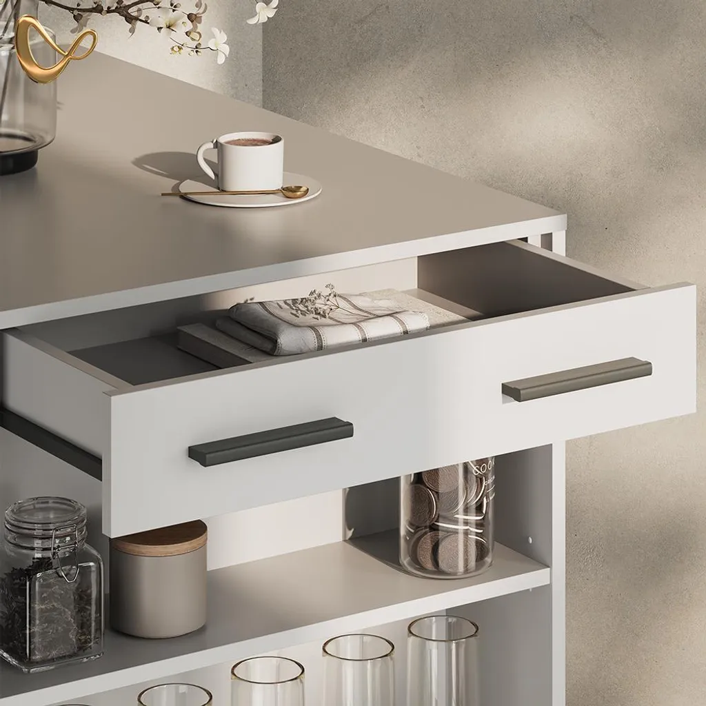 Mange-debout blanc compact Livinity Regusa table de bar en bois - 5