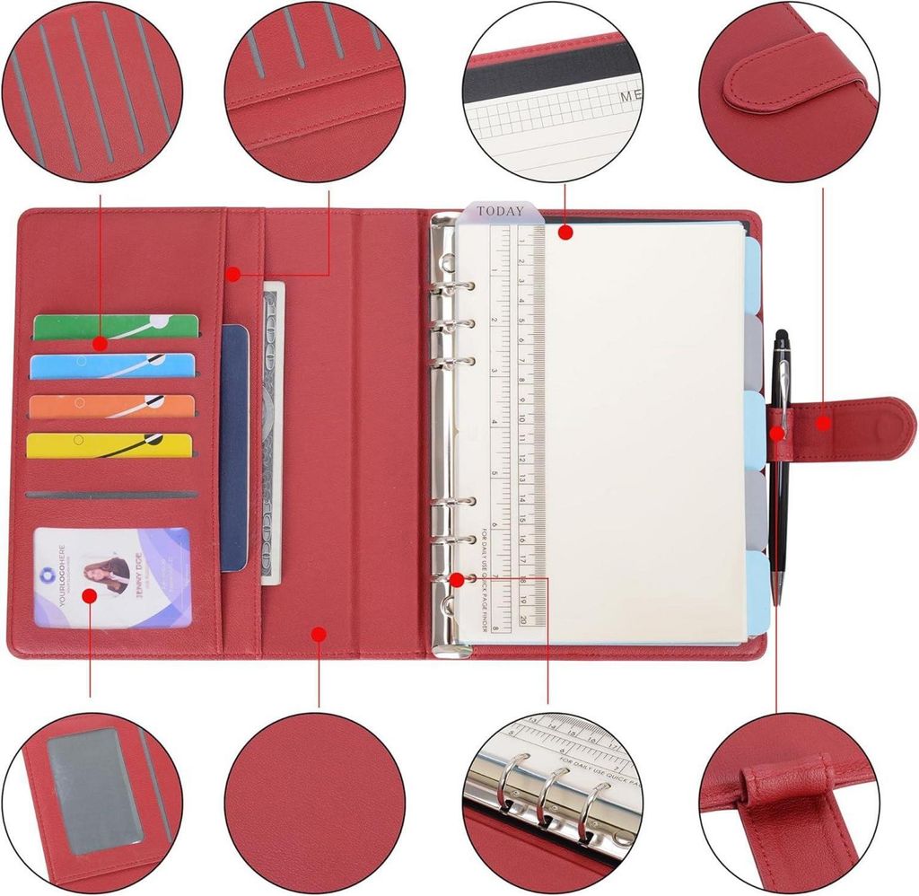 Ipoul Nachfüllbares Tagebuch A5 - Rosa Pfirsichblüte Mit Blumenstickerei