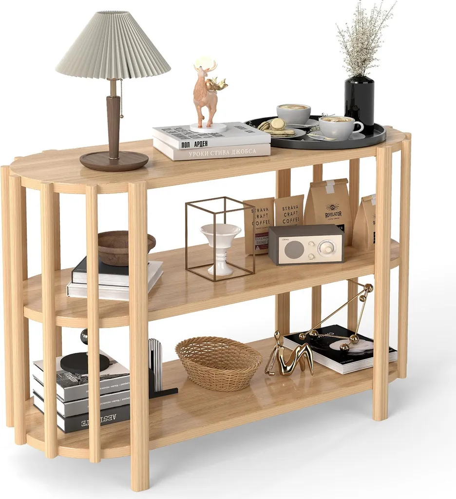 Consolle Ovale Moderna 3 Ripiani con Contenitore | Arredo Ingresso