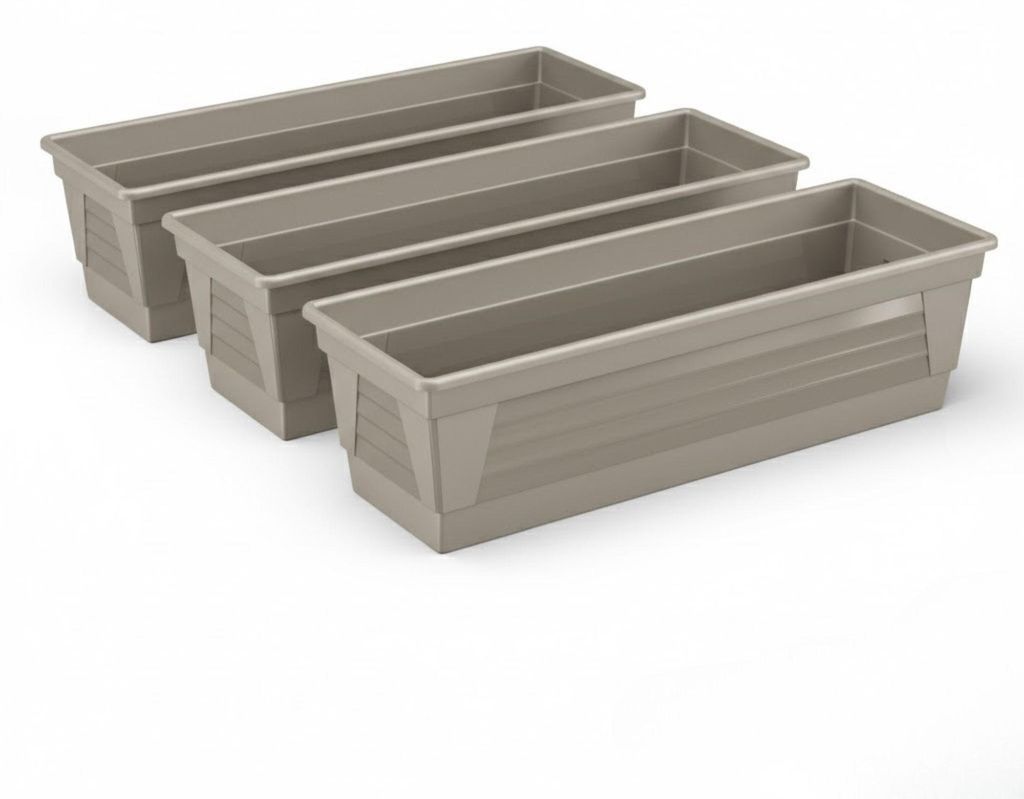 Plastard Blumenkasten 3er Set 60 cm Seidengrau, Produktbild 