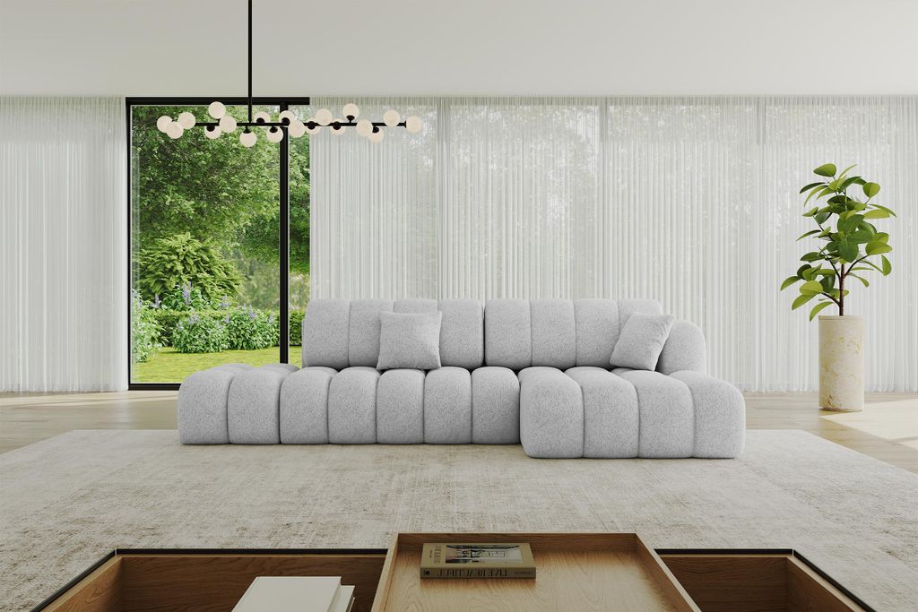 ALTDECOR Ecksofa mit Schlaffunktion und Bettkasten OLEA-L2-S - 321x164x75cm Grau - Corner Sofa Eckcouch Couch L-Form, links/rechts angeordnet Schla...