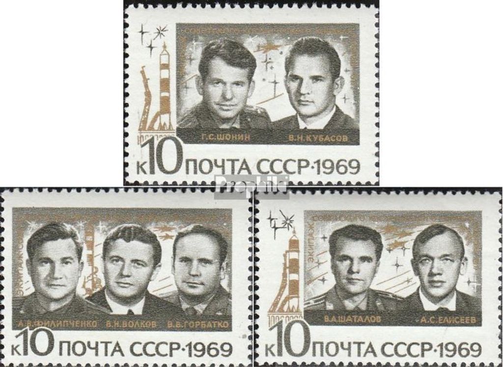 Briefmarken Sowjetunion 1969 Mi 3682-3684 (kompl.Ausg.) gestempelt Gruppenflug